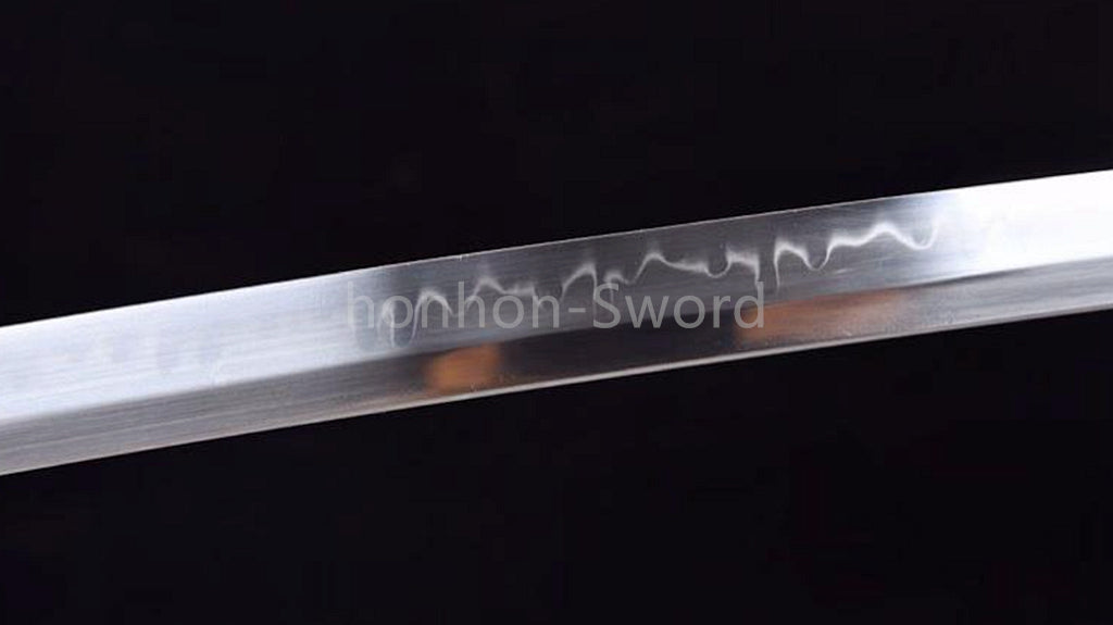 1095 Kohlenstoffstahl Katana Blaue Klinge Japanisches Samurai-Schwert Full Tang Schwarz 