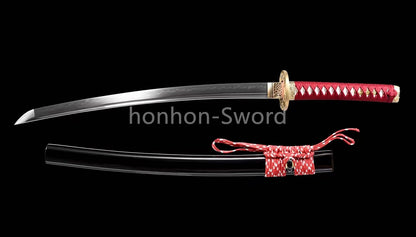 1095 Kohlenstoffstahl Katana Blaue Klinge Japanisches Samurai-Schwert Full Tang Schwarz 