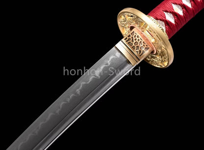 1095 Kohlenstoffstahl Katana Blaue Klinge Japanisches Samurai-Schwert Full Tang Schwarz 