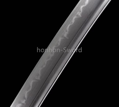 1095 Kohlenstoffstahl Katana Blaue Klinge Japanisches Samurai-Schwert Full Tang Schwarz 