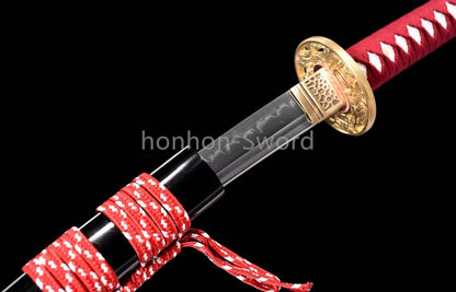 1095 Kohlenstoffstahl Katana Blaue Klinge Japanisches Samurai-Schwert Full Tang Schwarz 