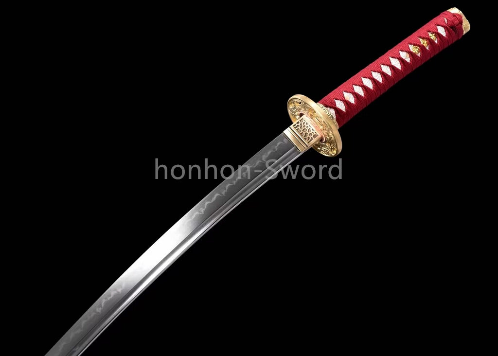 1095 Kohlenstoffstahl Katana Blaue Klinge Japanisches Samurai-Schwert Full Tang Schwarz 