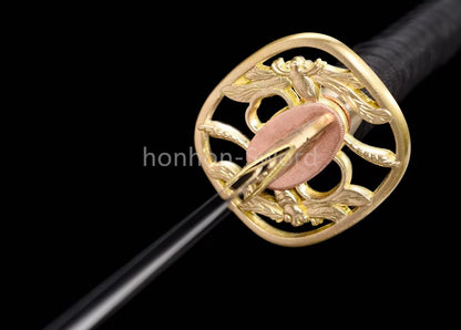 Katana à lame bleue en acier à haute teneur en carbone 1095, épée de samouraï japonais, épée complète noire 