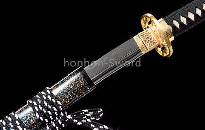 Katana à lame bleue en acier à haute teneur en carbone 1095, épée de samouraï japonais, épée complète noire 