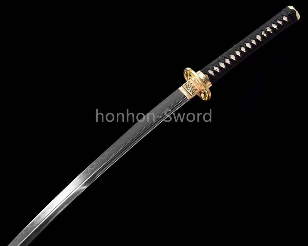 Katana à lame bleue en acier à haute teneur en carbone 1095, épée de samouraï japonais, épée complète noire 