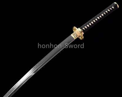 Katana à lame bleue en acier à haute teneur en carbone 1095, épée de samouraï japonais, épée complète noire 