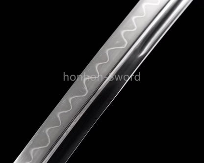 Katana à lame bleue en acier à haute teneur en carbone 1095, épée de samouraï japonais, épée complète noire 