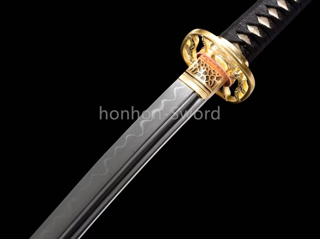 Katana à lame bleue en acier à haute teneur en carbone 1095, épée de samouraï japonais, épée complète noire 