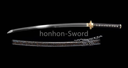 Katana à lame bleue en acier à haute teneur en carbone 1095, épée de samouraï japonais, épée complète noire 