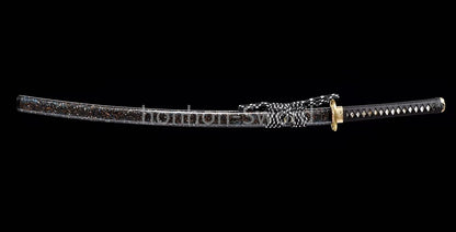 Katana à lame bleue en acier à haute teneur en carbone 1095, épée de samouraï japonais, épée complète noire 