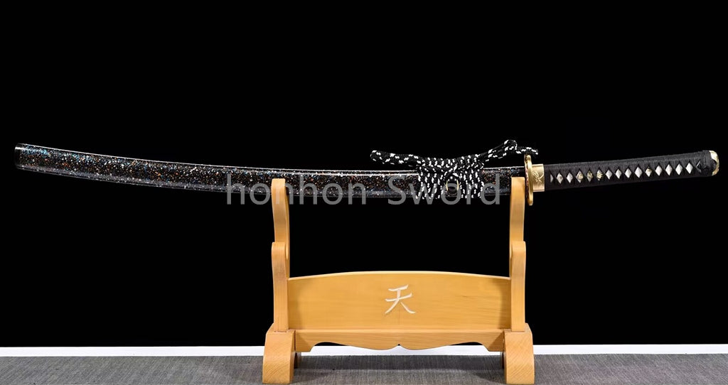 Katana à lame bleue en acier à haute teneur en carbone 1095, épée de samouraï japonais, épée complète noire 