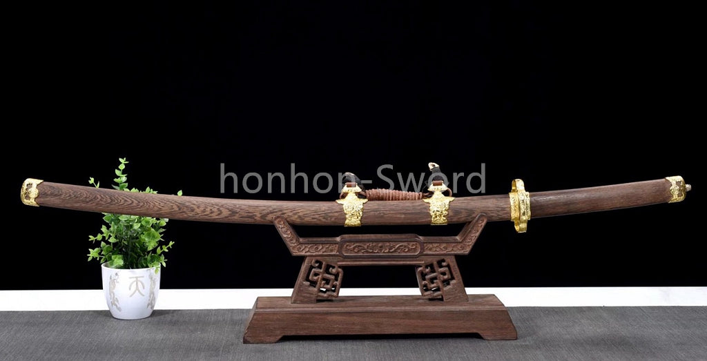 Katana à lame bleue en acier à haute teneur en carbone 1095, épée de samouraï japonais, épée complète noire 