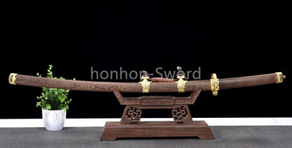 Katana à lame bleue en acier à haute teneur en carbone 1095, épée de samouraï japonais, épée complète noire 