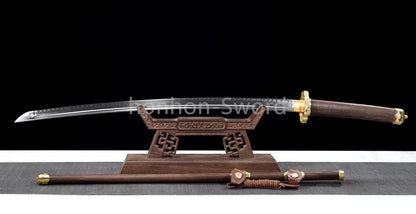 Katana à lame bleue en acier à haute teneur en carbone 1095, épée de samouraï japonais, épée complète noire 