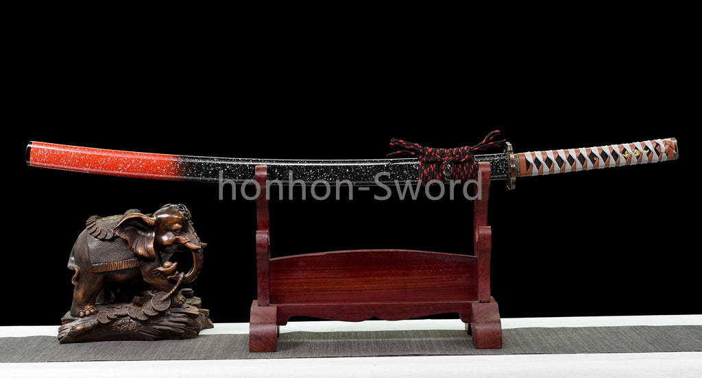 Katana à lame bleue en acier à haute teneur en carbone 1095, épée de samouraï japonais, épée complète noire 