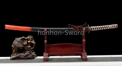 Katana à lame bleue en acier à haute teneur en carbone 1095, épée de samouraï japonais, épée complète noire 