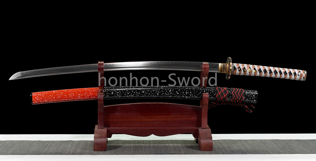 Katana à lame bleue en acier à haute teneur en carbone 1095, épée de samouraï japonais, épée complète noire 