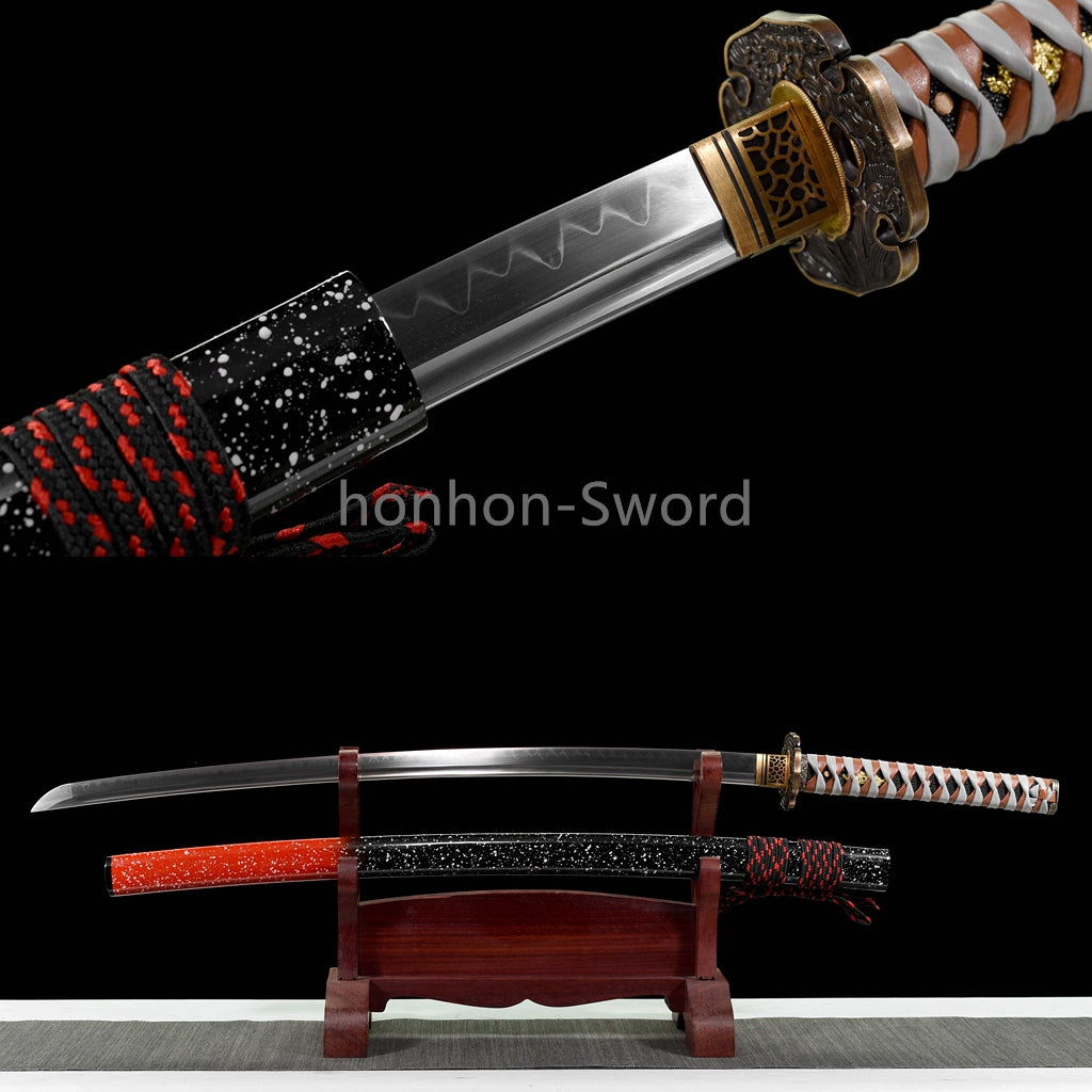 Katana à lame bleue en acier à haute teneur en carbone 1095, épée de samouraï japonais, épée complète noire 