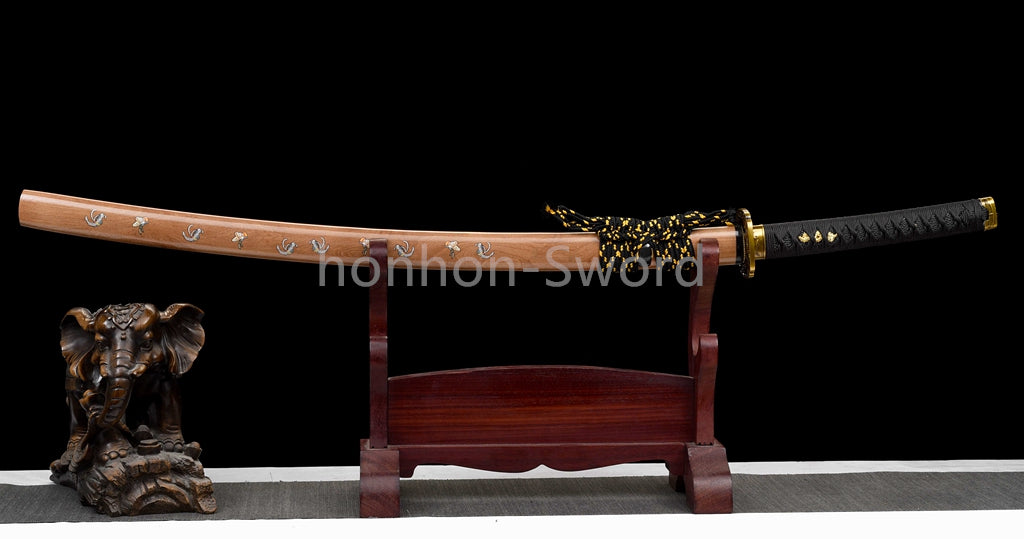 Katana à lame bleue en acier à haute teneur en carbone 1095, épée de samouraï japonais, épée complète noire 