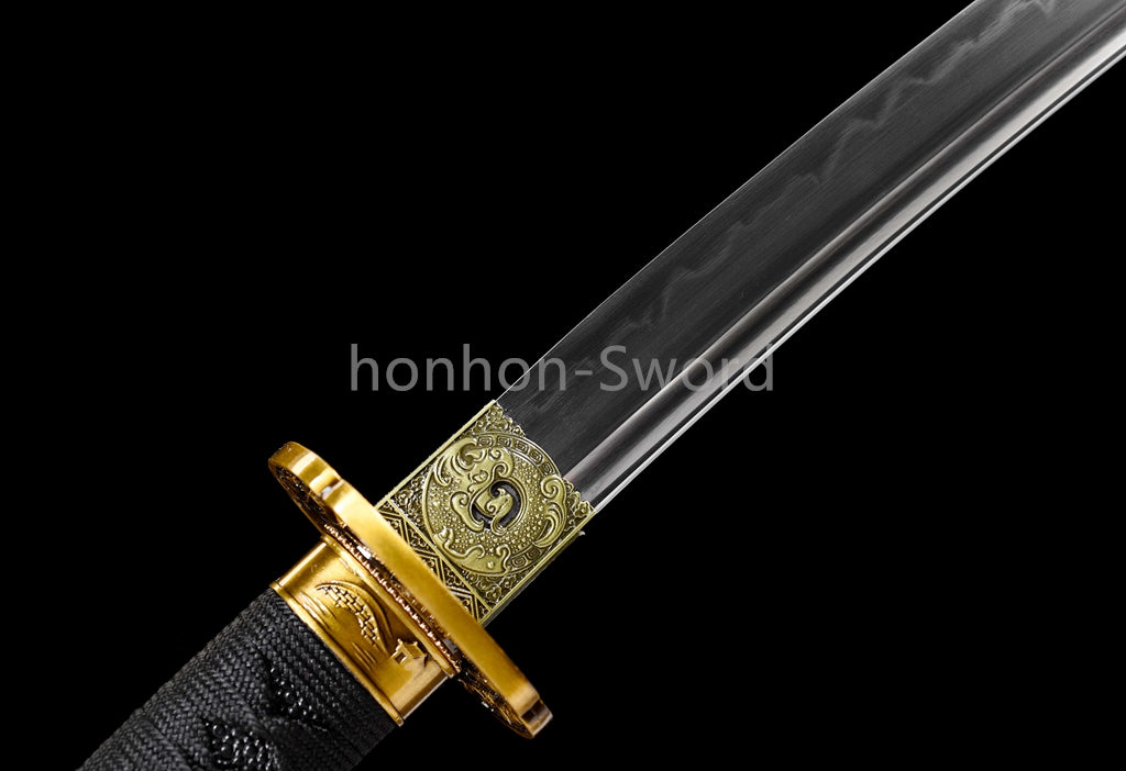 Katana à lame bleue en acier à haute teneur en carbone 1095, épée de samouraï japonais, épée complète noire 