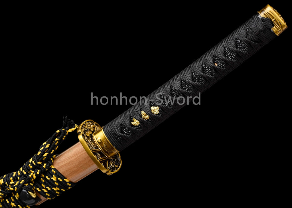 Katana à lame bleue en acier à haute teneur en carbone 1095, épée de samouraï japonais, épée complète noire 