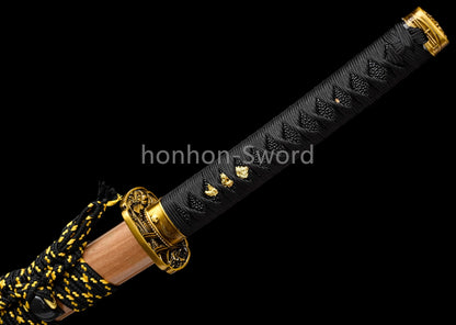 Katana à lame bleue en acier à haute teneur en carbone 1095, épée de samouraï japonais, épée complète noire 