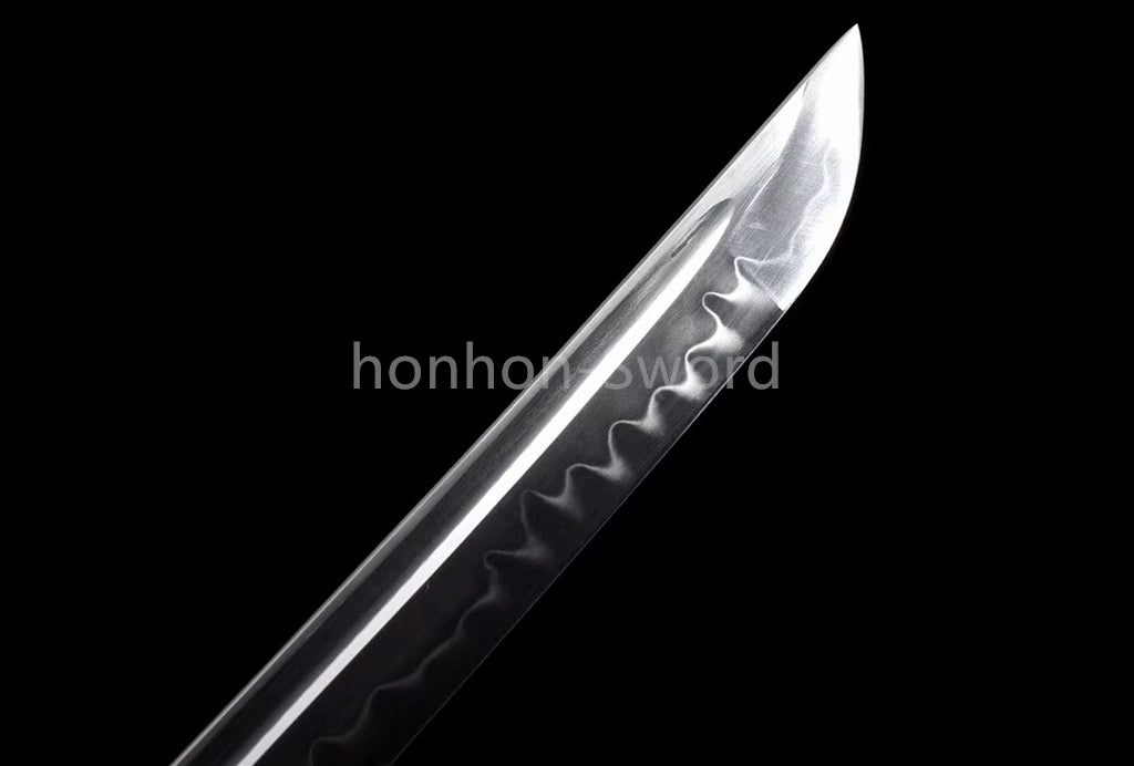 T10 Clay Tempered Japanese Katana Black Samurai Sword Brass Tsuba Full Tang Real