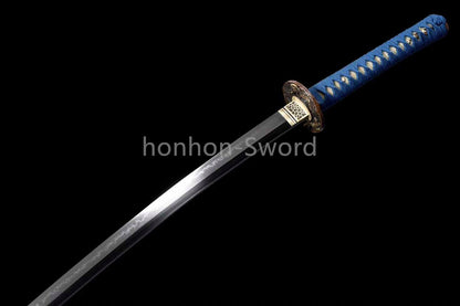 Katana à lame bleue en acier à haute teneur en carbone 1095, épée de samouraï japonais, épée complète noire 