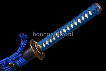 Katana à lame bleue en acier à haute teneur en carbone 1095, épée de samouraï japonais, épée complète noire 
