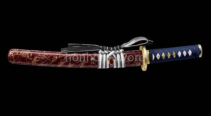 Japanese Tanto T10 Steel Clay Tempered UNOKUBI ZUKURI Brass Samurai Sword Sharp