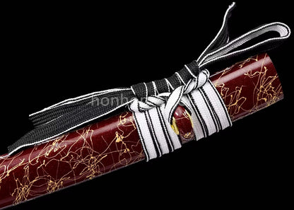 Japanese Tanto T10 Steel Clay Tempered UNOKUBI ZUKURI Brass Samurai Sword Sharp