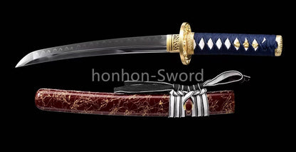 Japanese Tanto T10 Steel Clay Tempered UNOKUBI ZUKURI Brass Samurai Sword Sharp