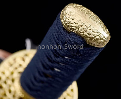 Japanese Tanto T10 Steel Clay Tempered UNOKUBI ZUKURI Brass Samurai Sword Sharp