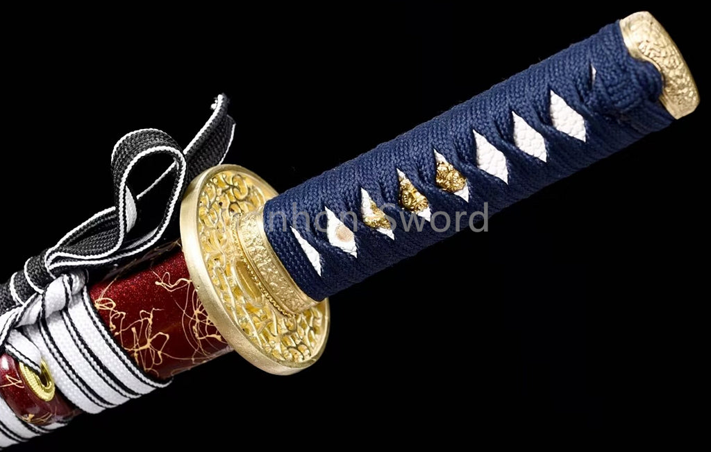Japanese Tanto T10 Steel Clay Tempered UNOKUBI ZUKURI Brass Samurai Sword Sharp