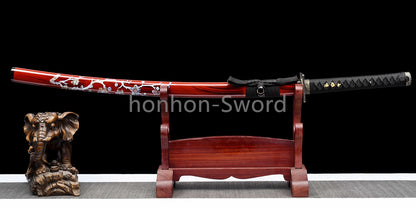 Katana à lame bleue en acier à haute teneur en carbone 1095, épée de samouraï japonais, épée complète noire 