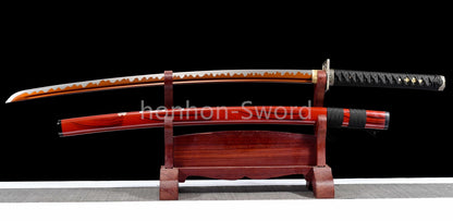 Katana à lame bleue en acier à haute teneur en carbone 1095, épée de samouraï japonais, épée complète noire 