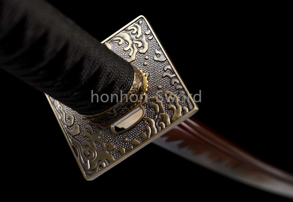 Katana à lame bleue en acier à haute teneur en carbone 1095, épée de samouraï japonais, épée complète noire 