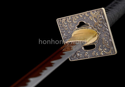 Katana à lame bleue en acier à haute teneur en carbone 1095, épée de samouraï japonais, épée complète noire 
