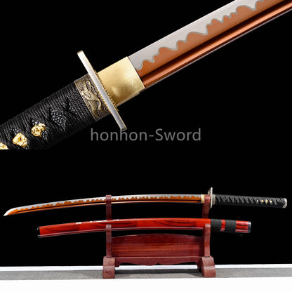 Katana à lame bleue en acier à haute teneur en carbone 1095, épée de samouraï japonais, épée complète noire 
