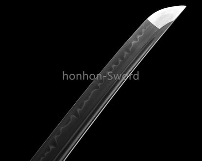 1095 Kohlenstoffstahl Katana Blaue Klinge Japanisches Samurai-Schwert Full Tang Schwarz 