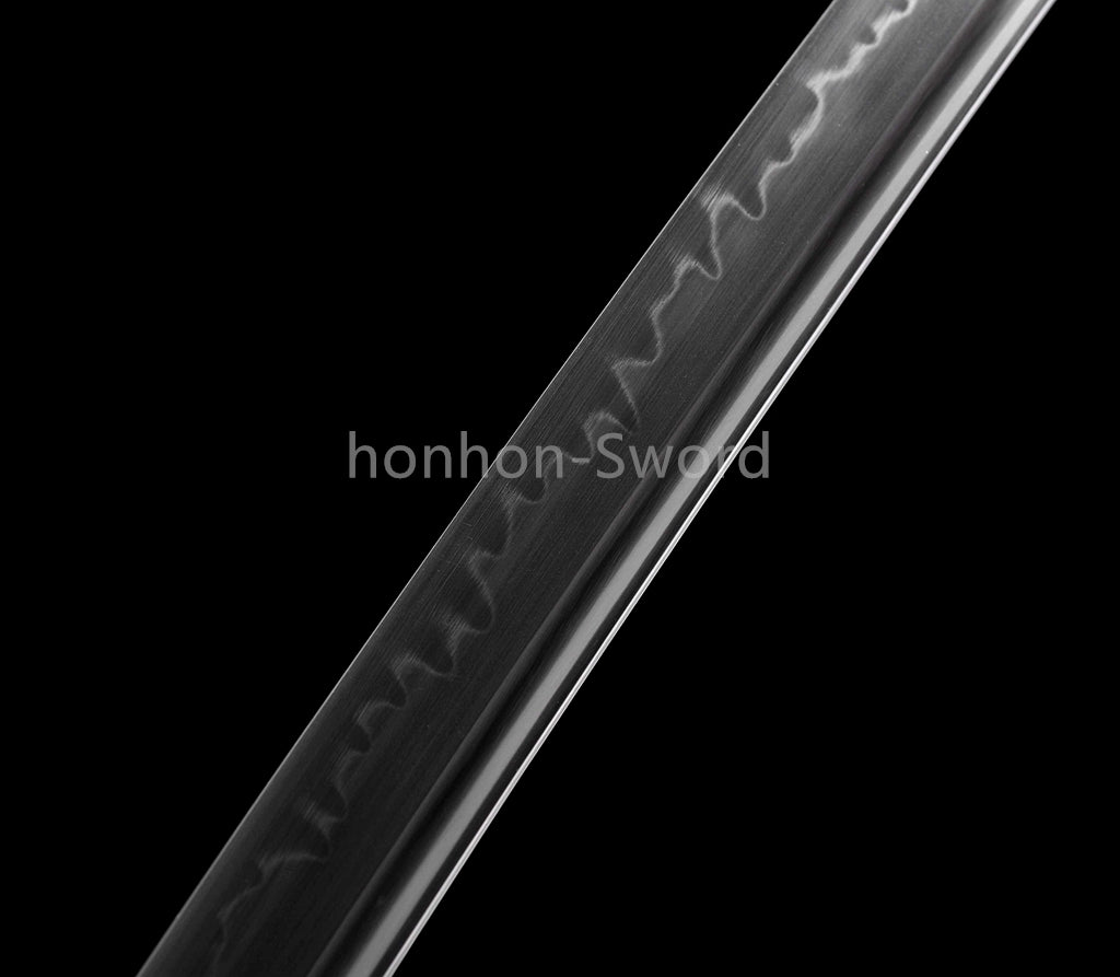 1095 Kohlenstoffstahl Katana Blaue Klinge Japanisches Samurai-Schwert Full Tang Schwarz 