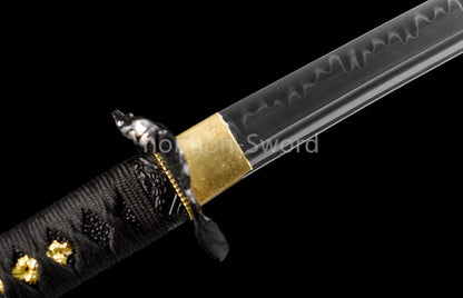 1095 Kohlenstoffstahl Katana Blaue Klinge Japanisches Samurai-Schwert Full Tang Schwarz 