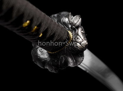 1095 Kohlenstoffstahl Katana Blaue Klinge Japanisches Samurai-Schwert Full Tang Schwarz 