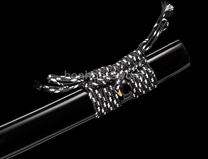 1095 Kohlenstoffstahl Katana Blaue Klinge Japanisches Samurai-Schwert Full Tang Schwarz 