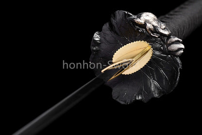 1095 Kohlenstoffstahl Katana Blaue Klinge Japanisches Samurai-Schwert Full Tang Schwarz 