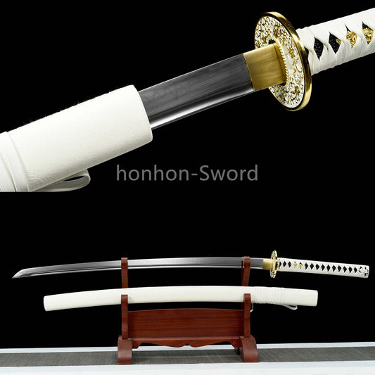 Katana à lame bleue en acier à haute teneur en carbone 1095, épée de samouraï japonais, épée complète noire 