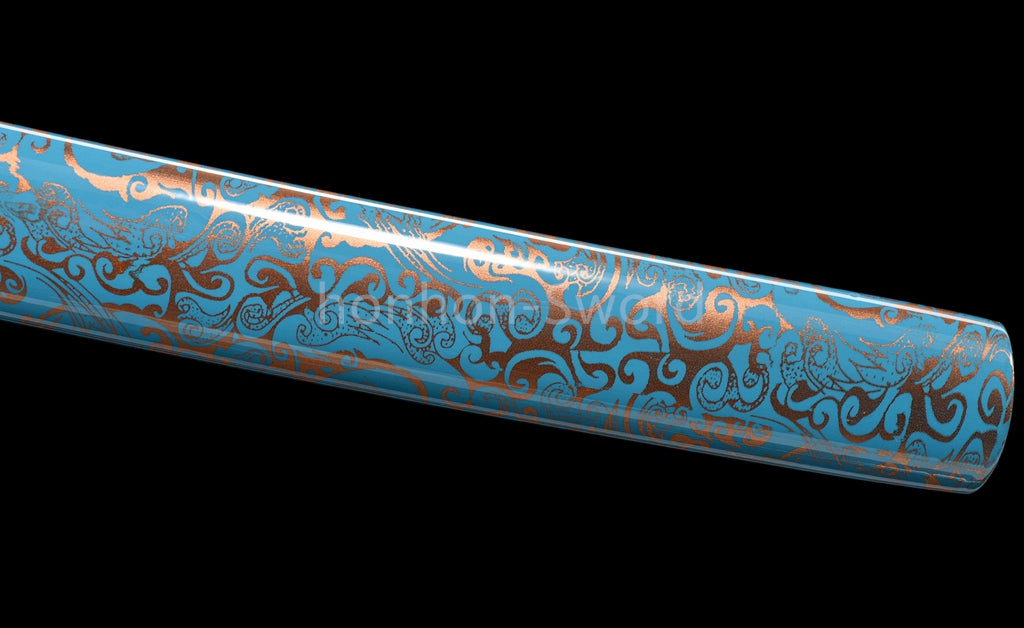 1095 Kohlenstoffstahl Katana Blaue Klinge Japanisches Samurai-Schwert Full Tang Schwarz 