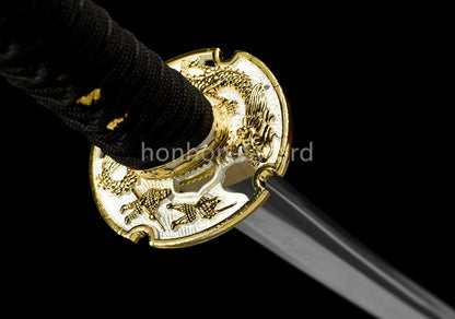 1095 Kohlenstoffstahl Katana Blaue Klinge Japanisches Samurai-Schwert Full Tang Schwarz 