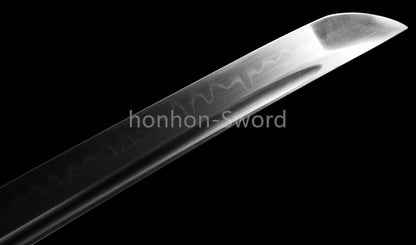 1095 Kohlenstoffstahl Katana Blaue Klinge Japanisches Samurai-Schwert Full Tang Schwarz 