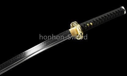 1095 Kohlenstoffstahl Katana Blaue Klinge Japanisches Samurai-Schwert Full Tang Schwarz 